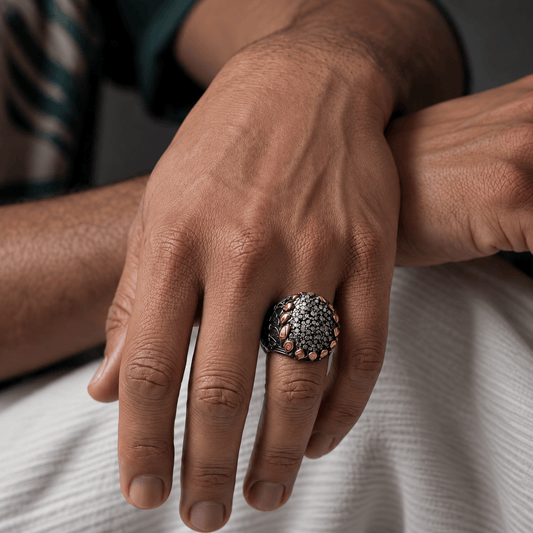 THE MEN THING Rings 16 Royal Series - BLACK SPIRE EMBER RING - Pure Stainless Steel Men’s Black-Gold-Plated Ring – Statement Luxury Jewelry (Size : 16-19-21-22-24-26-27)