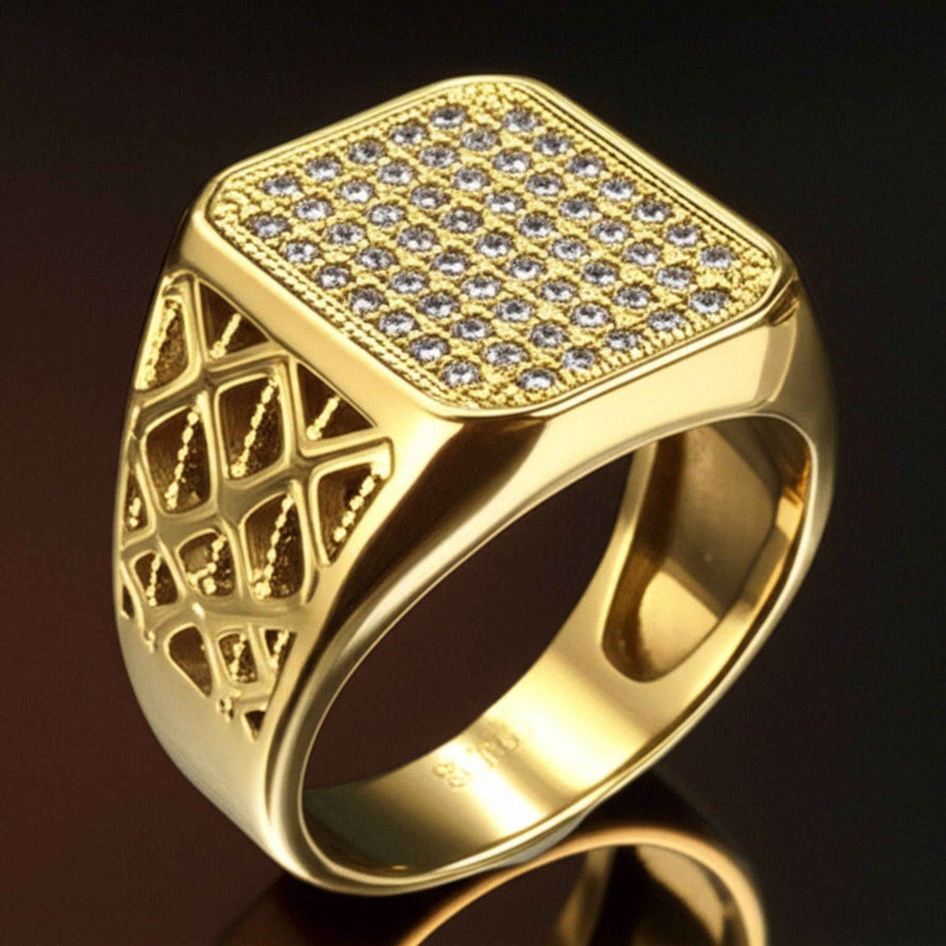 THE MEN THING Rings 16 Royal Series - GILDANE RING - Pure Stainless Steel Men’s Gold-Plated Ring – Statement Luxury Jewelry (Size : 16-17-19-22-23-25-27)