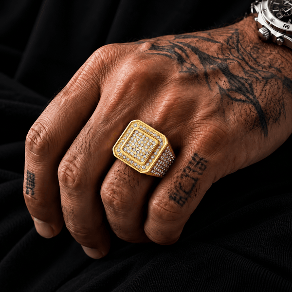 Royal Series - GOLDEN GLORY RING - Pure Stainless Steel Men’s Golden - Plated Ring – Statement Luxury Jewelry (Size : 16-18-26)