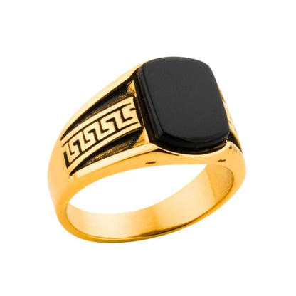 THE MEN THING Rings 16 Royal Series - GOLDEN MAZE RING - Pure Stainless Steel Men’s Gold-Plated Ring – Statement Luxury Jewelry (Size : 16-21-26)