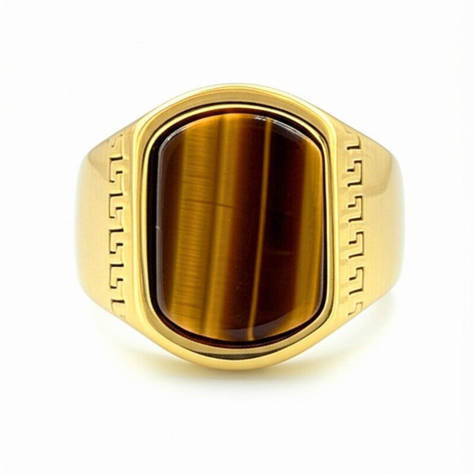 THE MEN THING Rings 16 Royal Series - GOLDEN ODYSSEY RING - Pure Stainless Steel Men’s Gold-Plated Ring – Statement Luxury Jewelry (Size : 16-21-27)