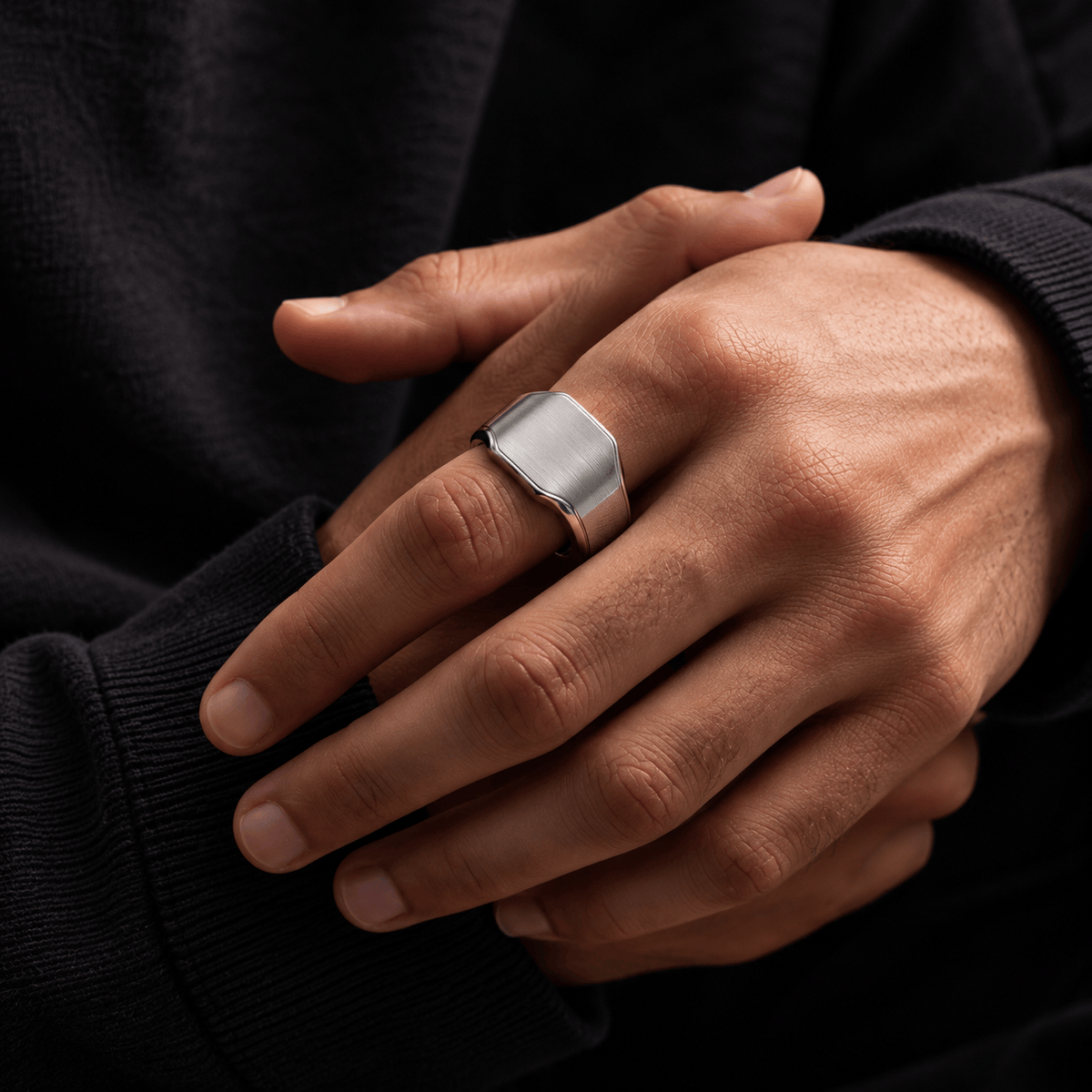 THE MEN THING Rings 16 Royal Series - PRESTORA RING - Pure Stainless Steel Men’s Steel-Plated Ring – Statement Luxury Jewelry (Size : 16-19-22-24)