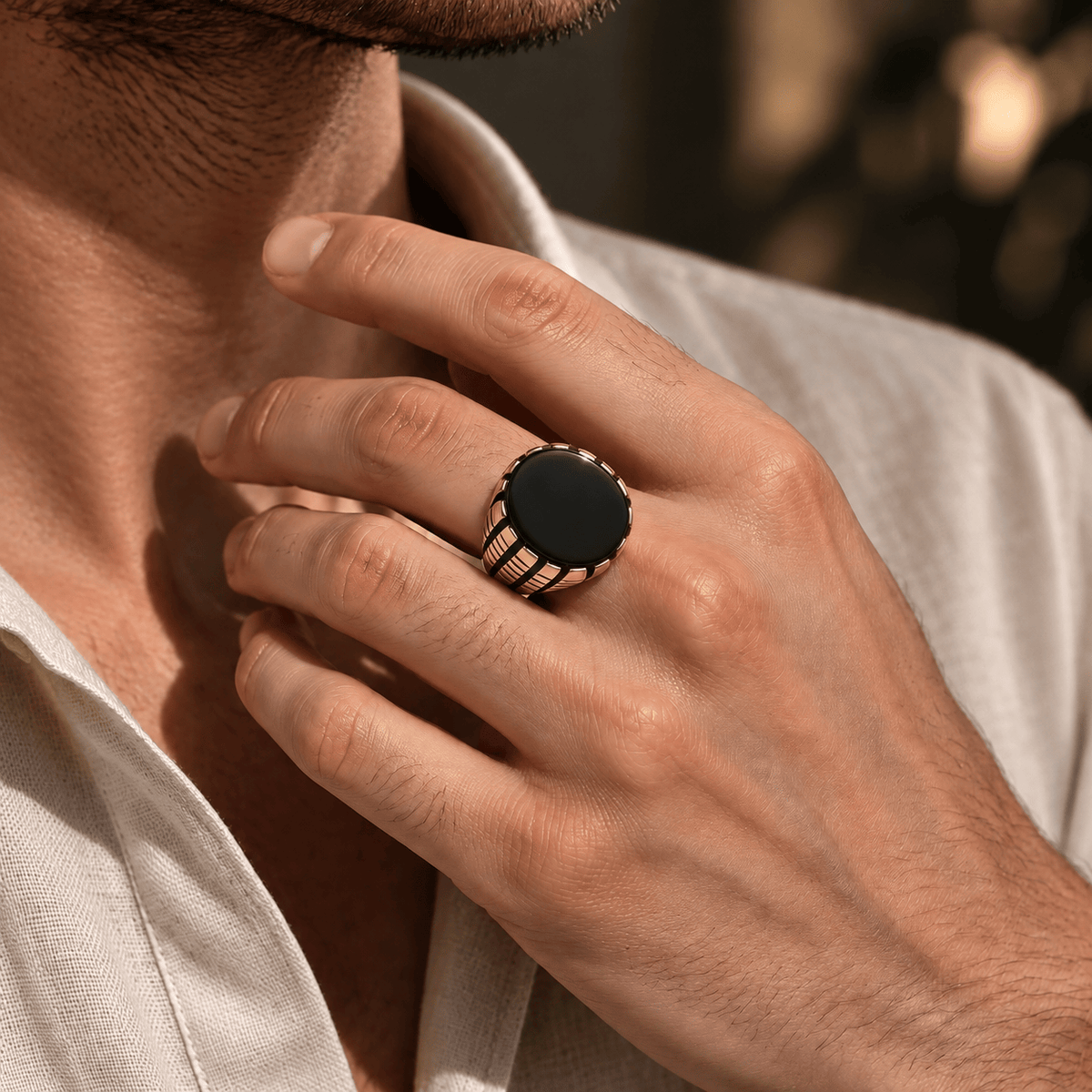 THE MEN THING Rings 16 Royal Series - PRIME CREST RING - Pure Stainless Steel Men’s Gold-Plated Ring – Statement Luxury Jewelry (Size : 16-19-22-24-26)