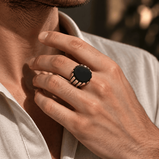 THE MEN THING Rings 16 Royal Series - PRIME CREST RING - Pure Stainless Steel Men’s Gold-Plated Ring – Statement Luxury Jewelry (Size : 16-19-22-24-26)