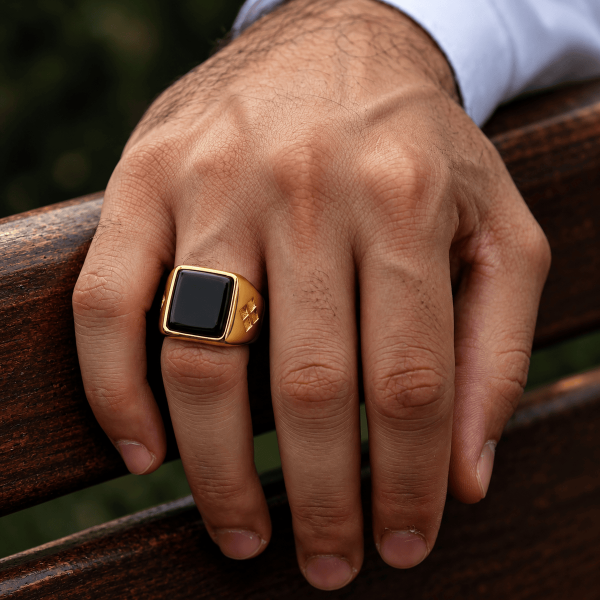 THE MEN THING Rings 16 Royal Series - SHADOW VAULT RING - Pure Stainless Steel Men’s Rose Gold-Plated Ring – Statement Luxury Jewelry (Size : -16-19-22)