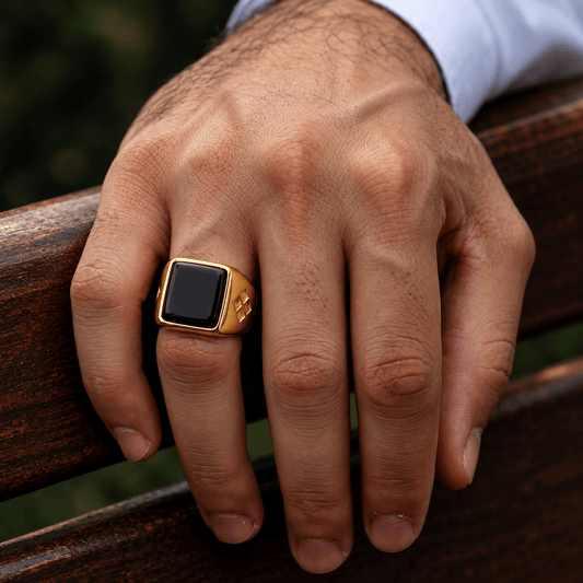 THE MEN THING Rings 16 Royal Series - SHADOW VAULT RING - Pure Stainless Steel Men’s Rose Gold-Plated Ring – Statement Luxury Jewelry (Size : -16-19-22)