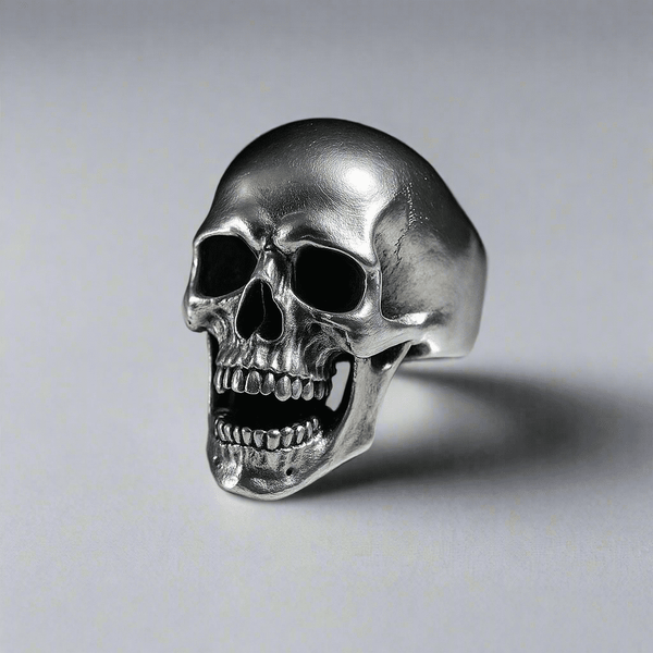 SPIRE SKULL RING - Pure Stainless Steel Men’s Steel-Plated Ring – Statement Luxury Jewelry (Size : 16-22-27)