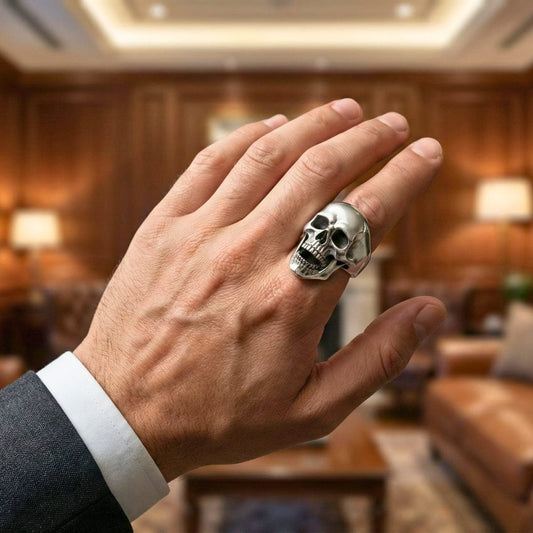 THE MEN THING Rings 16 SPIRE SKULL RING - Pure Stainless Steel Men’s Steel-Plated Ring – Statement Luxury Jewelry (Size : 16-22-27)