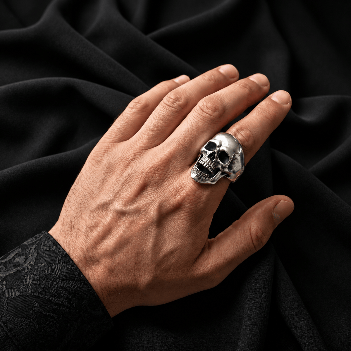THE MEN THING Rings 16 SPIRE SKULL RING - Pure Stainless Steel Men’s Steel-Plated Ring – Statement Luxury Jewelry (Size : 16-22-27)
