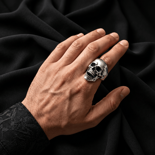 THE MEN THING Rings 16 SPIRE SKULL RING - Pure Stainless Steel Men’s Steel-Plated Ring – Statement Luxury Jewelry (Size : 16-22-27)