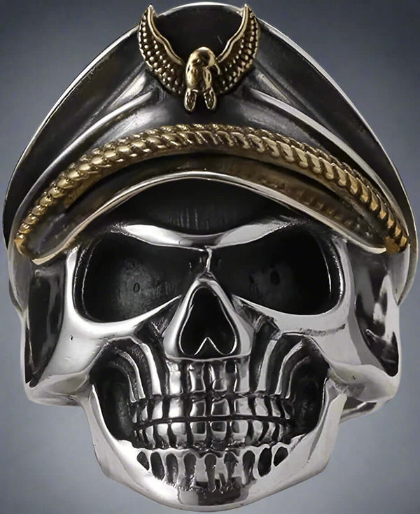 कैप्टन खोपड़ी - शुद्ध टाइटेनियम स्टील की अंगूठी - लक्जरी संग्रह (आकार: 17,22,25)