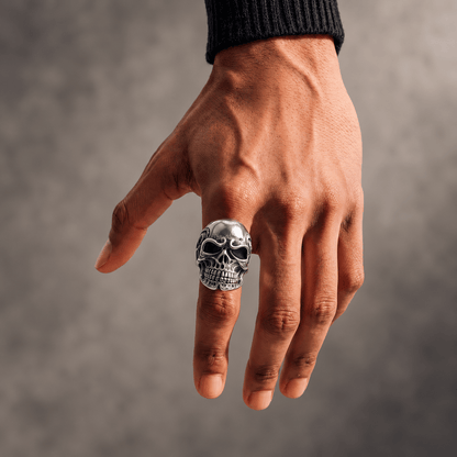 THE MEN THING Rings 17 DRAUGR SKULL RING - Pure Stainless Steel Men’s Steel-Plated Ring – Statement Luxury Jewelry (Size : 17-22-28)