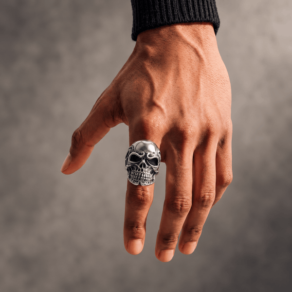 DRAUGR SKULL RING - Pure Stainless Steel Men’s Steel-Plated Ring – Statement Luxury Jewelry (Size : 17-22-28)