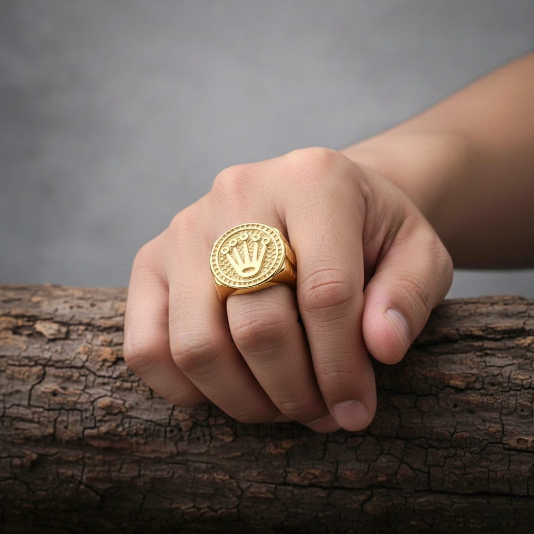 THE MEN THING Rings 17 / Golden Tone - Stainless Steel FIVE VIKING KING - Pure Stainless Steel  Ring for Men (Size : 17,20,26)