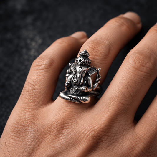 THE MEN THING Rings 17 LORD GANESHA RING - Pure Stainless Steel Men’s Steel-Plated Ring – Statement Luxury Jewelry (Size : 17-26)