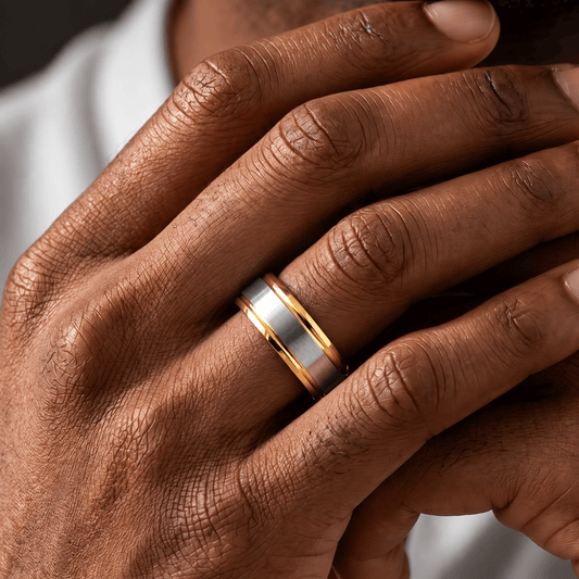 THE MEN THING Rings 17 Royal Series - GILDED CORE RING - Pure Stainless Steel Men’s Gold-Steel-Plated Ring – Statement Luxury Jewelry (Size : 17-19-22-25-27)