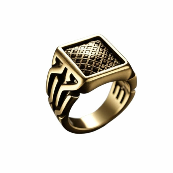 Royal Series - GOLDEN FORGE RING - Pure Stainless Steel Men’s Gold-Plated Ring – Statement Luxury Jewelry (Size : 17-22-27)