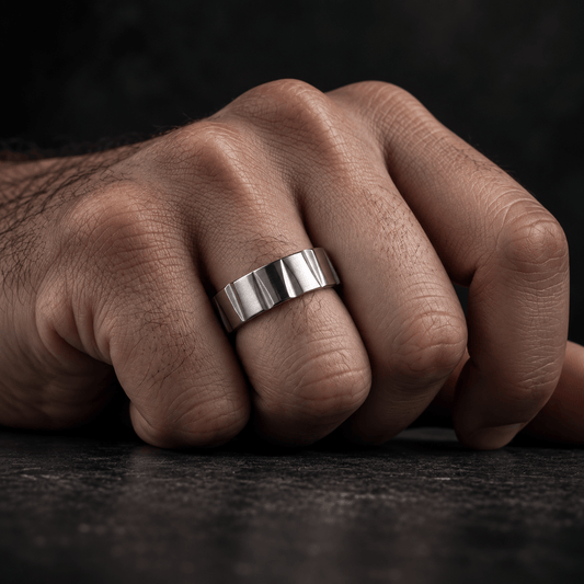 THE MEN THING Rings 17 Royal Series - GRAVIX EDGE RING - Pure Stainless Steel Men’s Steel-Plated Ring – Statement Luxury Jewelry (Size : 17-19-22-24-27)