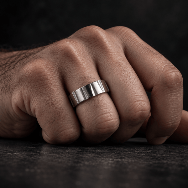 Royal Series - GRAVIX EDGE RING - Pure Stainless Steel Men’s Steel-Plated Ring – Statement Luxury Jewelry (Size : 17-19-22-24-27)