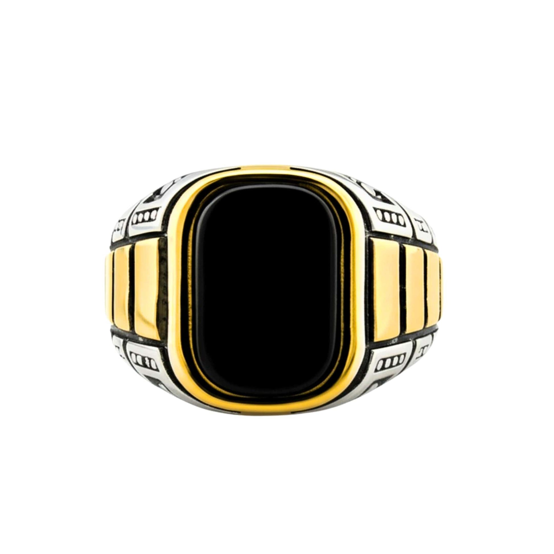 THE MEN THING Rings 17 Royal Series - IMPERIUM LEGION RING - Pure Stainless Steel Men’s Steel-Gold-Plated Ring – Statement Luxury Jewelry (Size : 17-22-27)