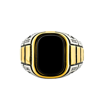 THE MEN THING Rings 17 Royal Series - IMPERIUM LEGION RING - Pure Stainless Steel Men’s Steel-Gold-Plated Ring – Statement Luxury Jewelry (Size : 17-22-27)