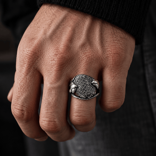 THE MEN THING Rings 17 Royal Series - IRONCLUTCH RING - Pure Stainless Steel Men’s Steel-Plated Ring – Statement Luxury Jewelry (Size : -17-19-22-25-27)