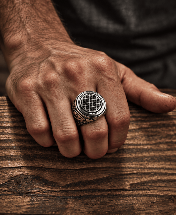 Royal Series - TEMPLE OF SHADOWS RING - Pure Stainless Steel Men’s Steel-Plated Black Ring – Statement Luxury Jewelry (Size : 17-19-21)
