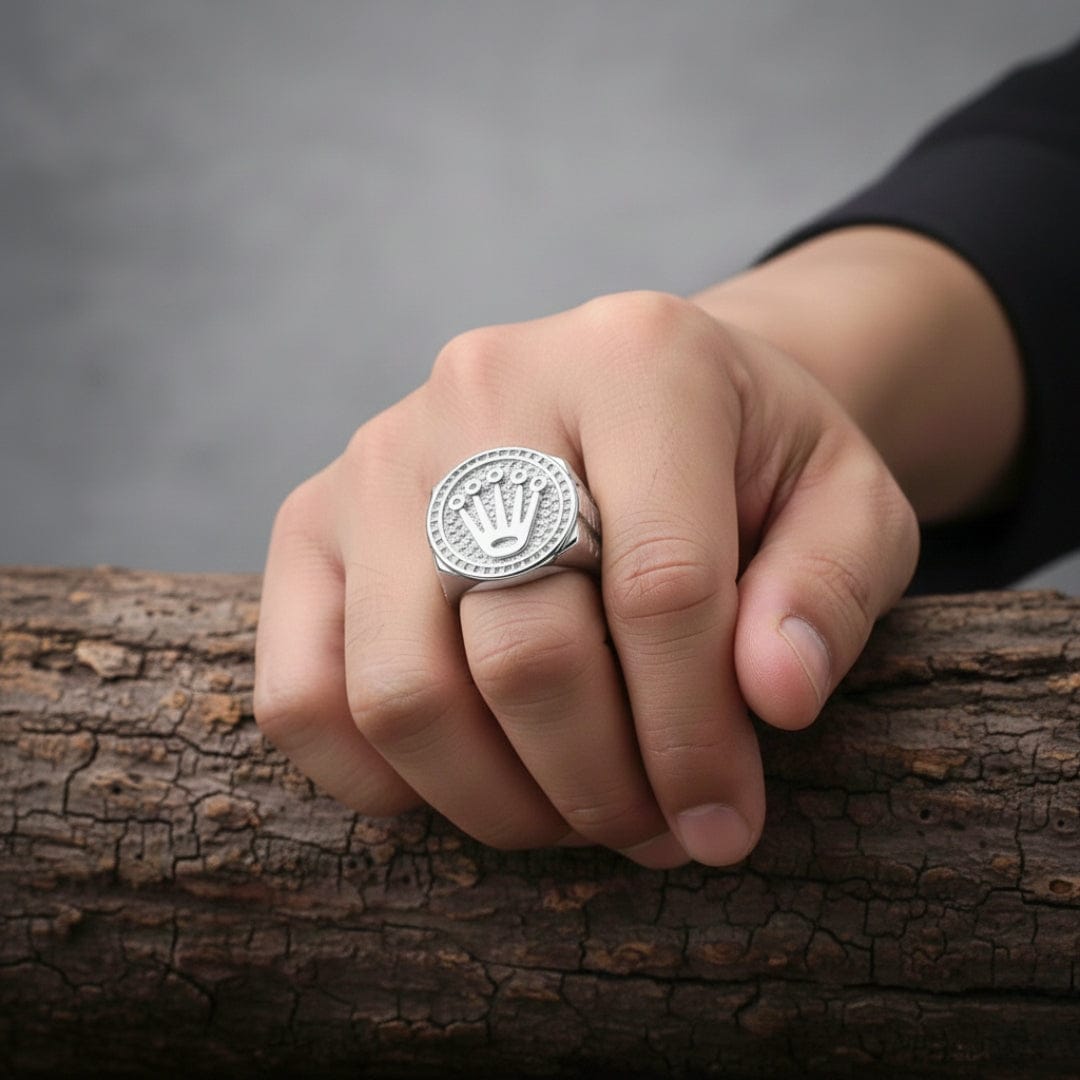 THE MEN THING Rings 17 / Silvery Tone - Stainless Steel FIVE VIKING KING - Pure Stainless Steel  Ring for Men (Size : 17,20,26)