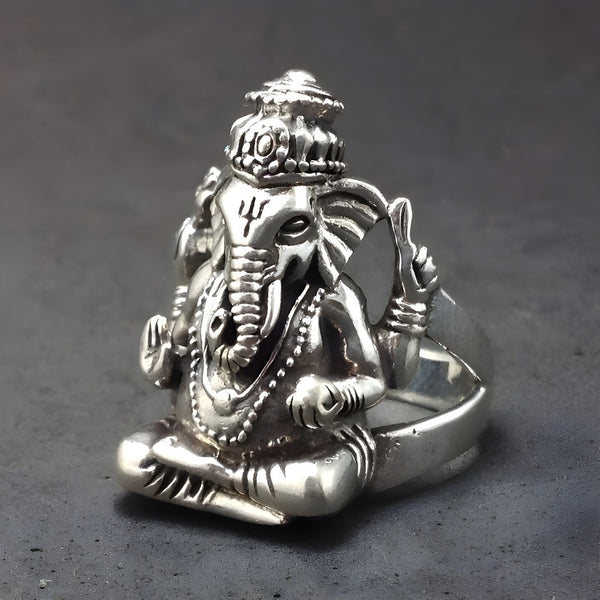 LORD GANESHA RING - Pure Stainless Steel Men’s Steel-Plated Ring – Statement Luxury Jewelry (Size : 17-26)