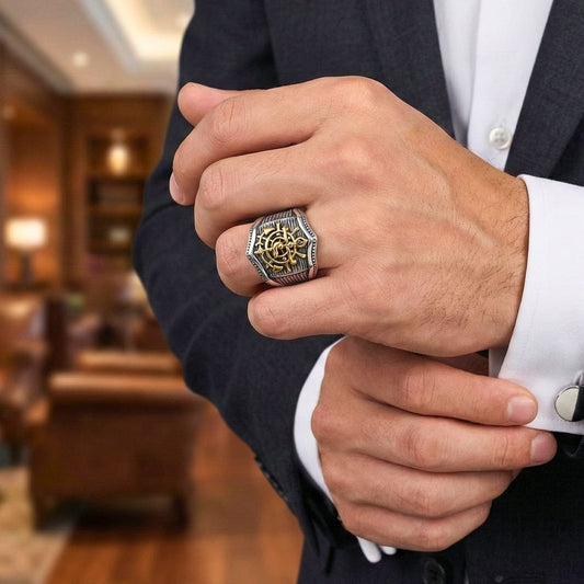 THE MEN THING Rings 18 MAJESTIC ANCHOR - Pure Stainless Steel Men’s Steel-Plated Ring – Statement Luxury Jewelry (Size : 18-23-27)