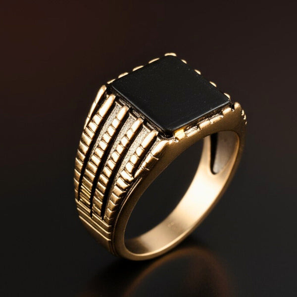 Royal Series - BLACKSTONE SOVEREIGN RING - Pure Stainless Steel Men’s Rose Gold-Plated Ring – Statement Luxury Jewelry (Size : 16-19-21-24)