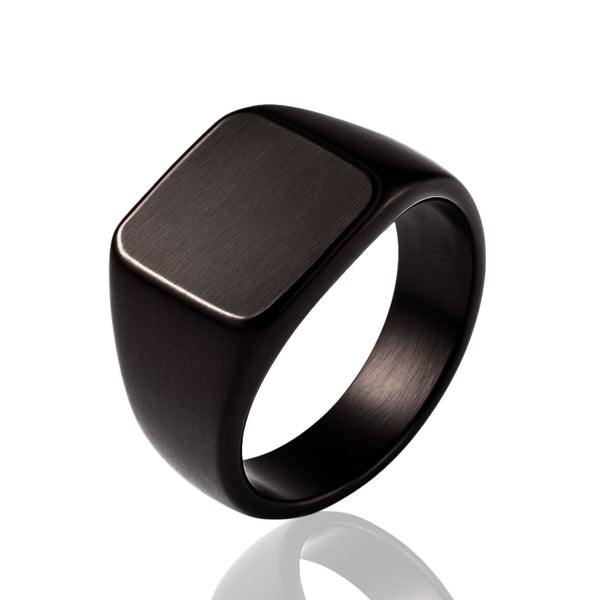 Royal Series - BLACK CODE RING - Pure Stainless Steel Men’s Steel-Plated Black Ring – Statement Luxury Jewelry (Size : 17-19-22)