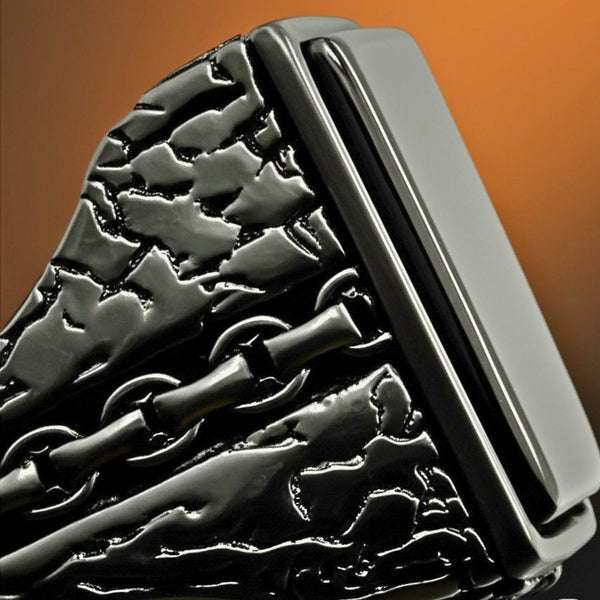 Royal Series - BRAVIK RING - Pure Stainless Steel Men’s Black-Plated Ring – Statement Luxury Jewelry (Size : 19)