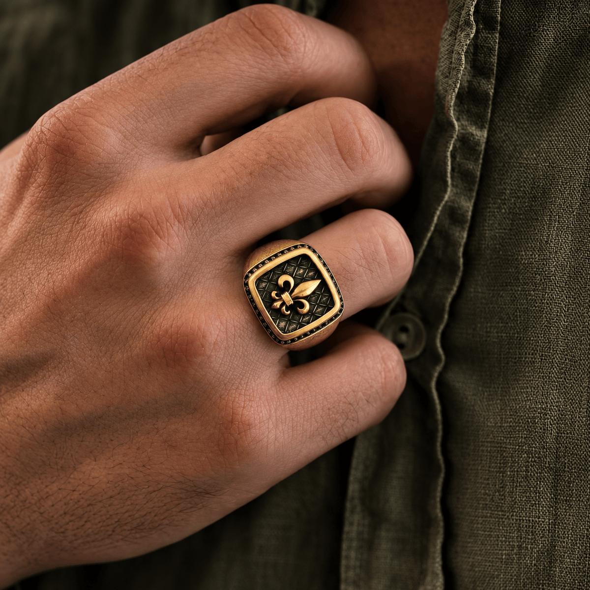 THE MEN THING Rings 19 Royal Series - BRONZE HERALD RING - Pure Stainless Steel Men’s Rose Gold-Plated Ring – Statement Luxury Jewelry (Size : 19-21-24)