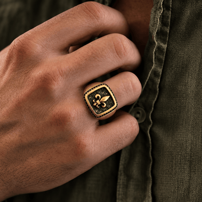 THE MEN THING Rings 19 Royal Series - BRONZE HERALD RING - Pure Stainless Steel Men’s Rose Gold-Plated Ring – Statement Luxury Jewelry (Size : 19-21-24)