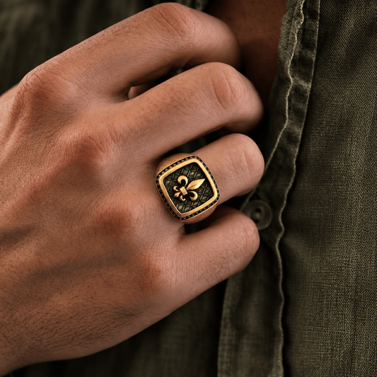 THE MEN THING Rings 19 Royal Series - BRONZE HERALD RING - Pure Stainless Steel Men’s Rose Gold-Plated Ring – Statement Luxury Jewelry (Size : 19-21-24)