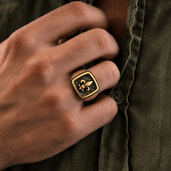 Royal Series - BRONZE HERALD RING - Pure Stainless Steel Men’s Rose Gold-Plated Ring – Statement Luxury Jewelry (Size : 19-21-24)