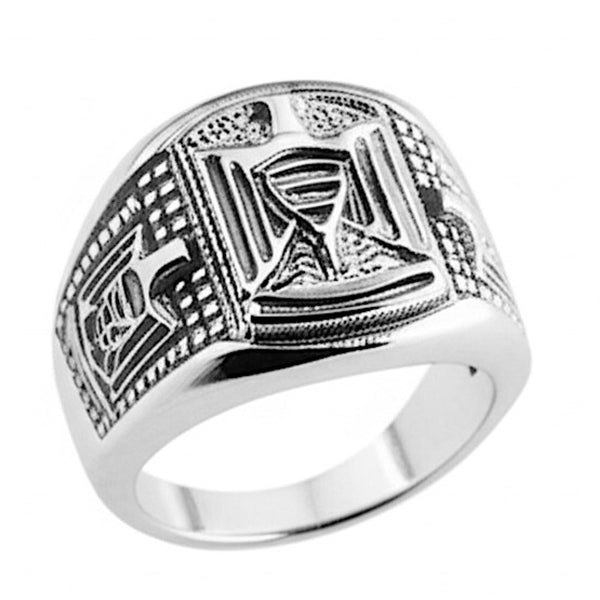 Royal Series - FALCRON SHIELD RING - Pure Stainless Steel Men’s Steel-Plated Ring – Statement Luxury Jewelry (Size : 17-19-21-24-26)