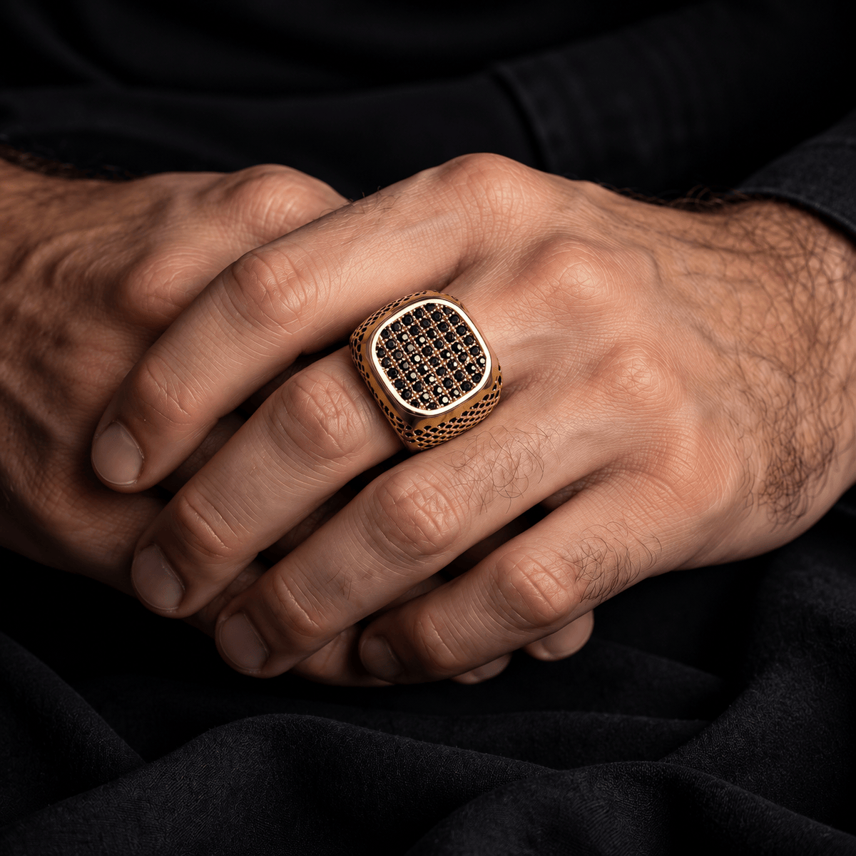 THE MEN THING Rings 19 Royal Series - GILDED DOMINION RING - Pure Stainless Steel Men’s Gold-Plated Ring – Statement Luxury Jewelry (Size : -19-22-24)