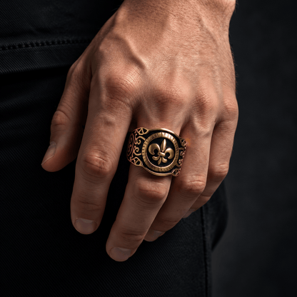 THE MEN THING Rings 19 Royal Series - HERALD RING - Pure Stainless Steel Men’s Gold-Plated Ring – Statement Luxury Jewelry (Size : 19-21-24)