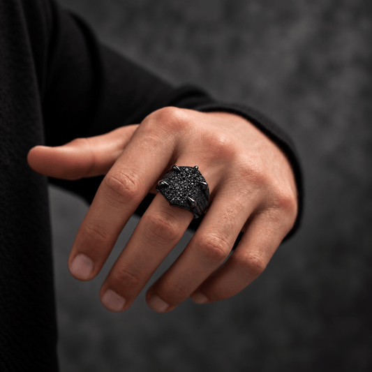 THE MEN THING Rings 19 Royal Series - MIDNIGHT TALON RING - Pure Stainless Steel Men’s Black-Plated Ring – Statement Luxury Jewelry (Size : 19-22-24)