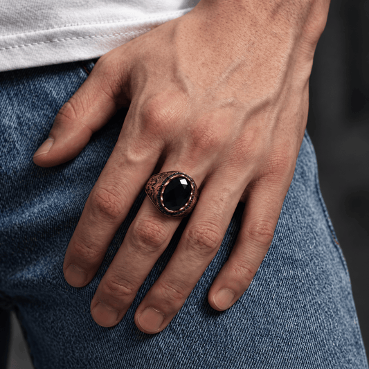 THE MEN THING Rings 19 Royal Series - MYSTIC FORGE RING - Pure Stainless Steel Men’s Rose Gold-Plated Ring – Statement Luxury Jewelry (Size : 19-22-23)