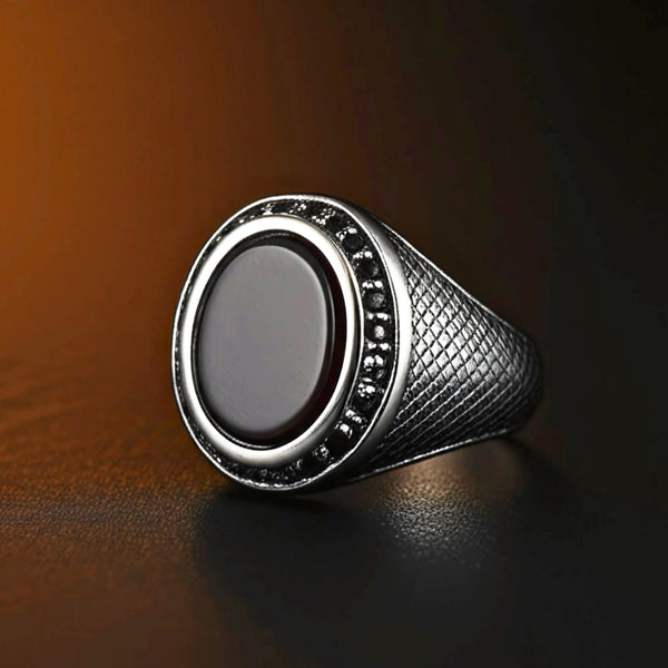 Royal Series - NOCTIS REGNUM RING - Pure Stainless Steel Men’s Steel-Plated Ring – Statement Luxury Jewelry (Size : 19-22-24)