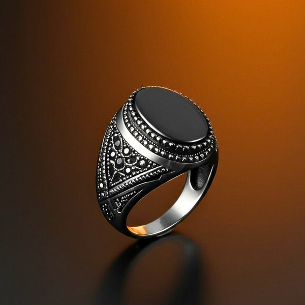Royal Series - OSIRIS FANG RING - Pure Stainless Steel Men’s Black-Plated Ring – Statement Luxury Jewelry (Size : 19-22-24)