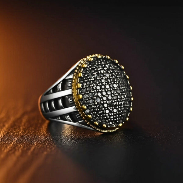 Royal Series - VELTRIX EMBER RING - Pure Stainless Steel Men’s Steel-Gold-Plated Ring – Statement Luxury Jewelry (Size : -19-22-24)