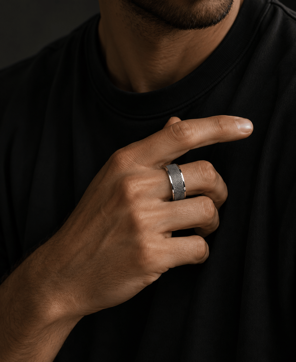 THE MEN THING Rings 21 KRYOS RING - Pure Stainless Steel Men’s Steel-Plated Ring – Statement Luxury Jewelry (Size : 21)