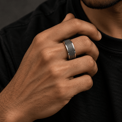 THE MEN THING Rings 21 KRYOS RING - Pure Stainless Steel Men’s Steel-Plated Ring – Statement Luxury Jewelry (Size : 21)