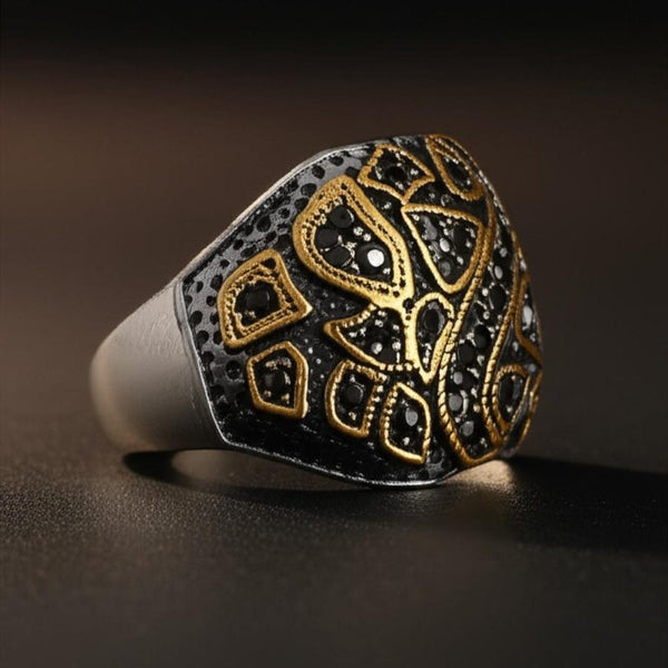 Royal Series - GOLDEN BASILISK RING - Pure Stainless Steel Men’s Steel-Plated Ring – Statement Luxury Jewelry (Size : 21-24)