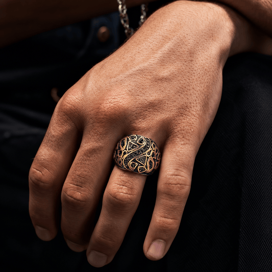 THE MEN THING Rings 21 Royal Series - GOLDEN BASILISK RING - Pure Stainless Steel Men’s Steel-Plated Ring – Statement Luxury Jewelry (Size : 21-24)