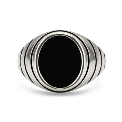 THE MEN THING Rings 21 Royal Series - MIDNIGHT CITADEL RING - Pure Stainless Steel Men’s Steel-Plated Ring – Statement Luxury Jewelry (Size : 21-27)